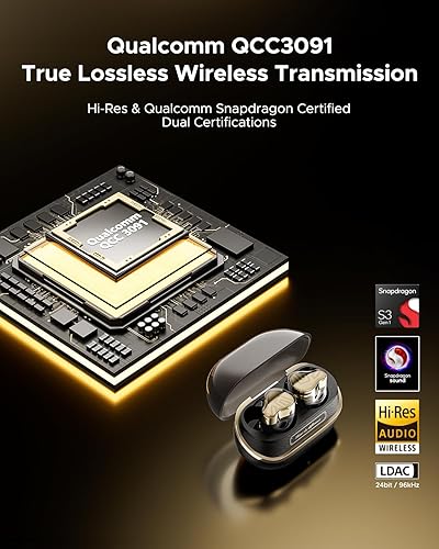 Miniatura 3 de SoundPEATS H3 Auriculares inalámbricos Bluetooth de alta resolución con LDAC, aptX sin pérdida, unidades triples (1DD+2BA), cancelación activa de