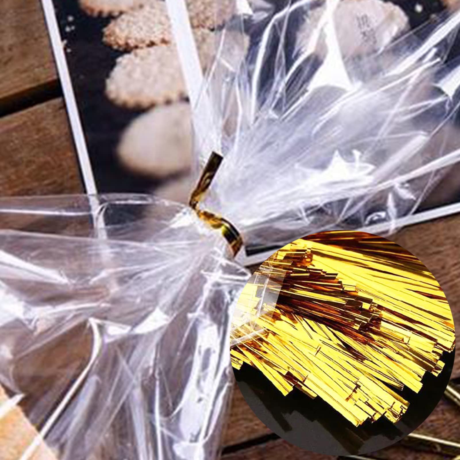 Attaches Torsadées Dorées Réutilisables - Lot De 100, 10 Cm - Pour Sacs, Emballage, Artisanat - 8