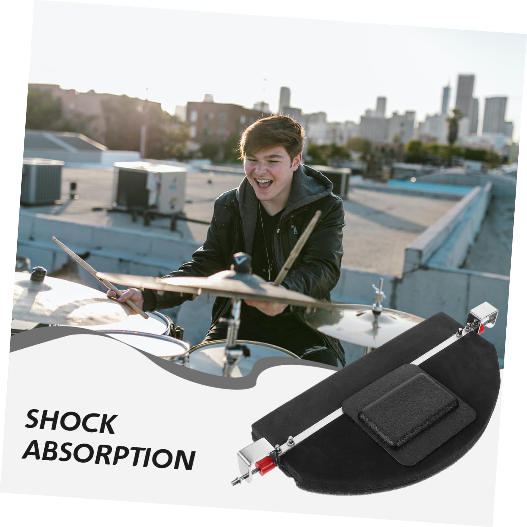Pad de Silenciamiento para Batería Goma Negra, Amortiguador de Vibraciones y Almacenamiento Conveniente para Práctica y Reducción de Ruido