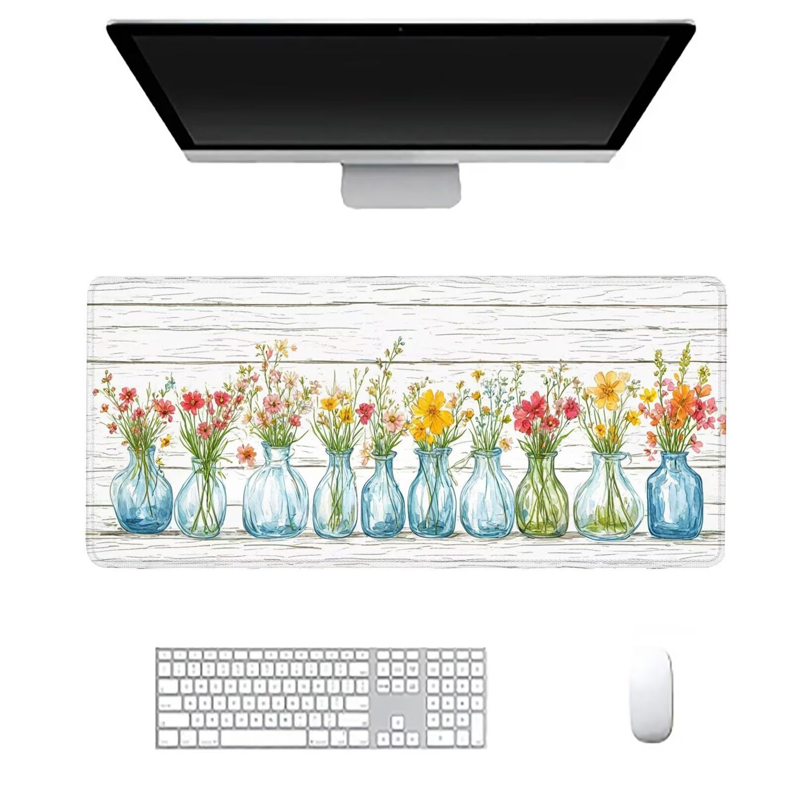 Podkładka pod mysz stokrotka duża podkładka na biurko gracz kwiat podkładka pod mysz XXL 1600 x 800 x 3 mm niestandardowa podkładka pod mysz, ochraniacz na biurko na biurko, do domu Deco komputera