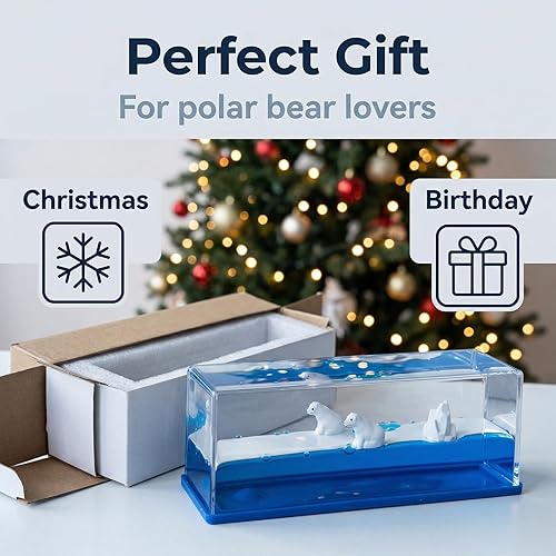Vista 3 de Honsheng Figuras de oso polar insumergible, juguete líquido líquido en una caja, decoración del hogar, regalos para mujeres y hombres, escritorio