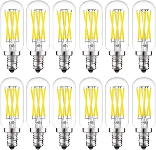 T6 LED Bulb, 60W Candelabra Dimmable Chandelier Light Bulbs 5000K Daylight White Clear 600lm 6W E12 Vintage Tube LED Filament Edison Candle Bulb with Decorative 12Pack.