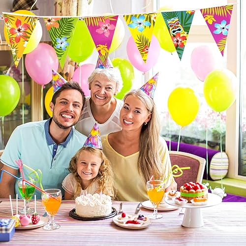 Miniatura 5 de FEPITO Paquete de 6 banderines hawaianos para fiestas tropicales Luau en total 59.1 ft