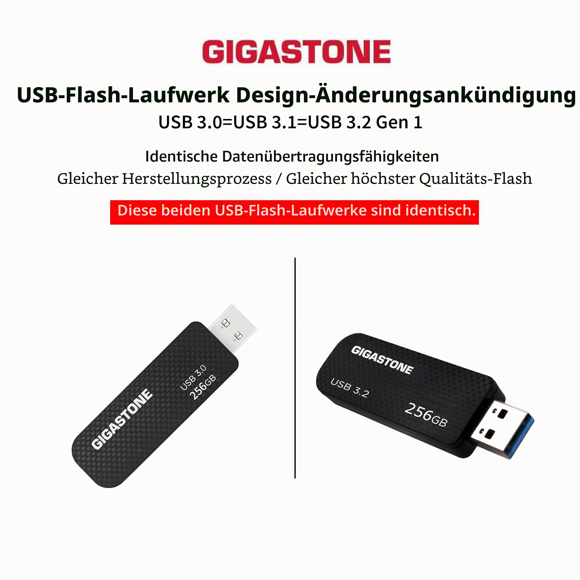 GIGASTONE 256GB Flash-Laufwerk, Z30 USB 3.2 Gen 1, 100MB/s UltraSchnell, Schlüsselring-Öse, Push-Pull, Daten­speicherung, Backup für PC/Mac/TV/Auto, USB 2.0/3.0/3.1 Kompatibel