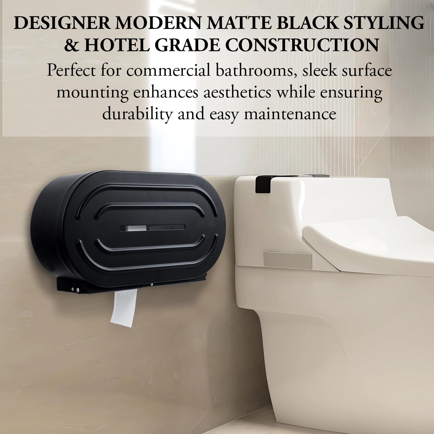 MyGift Dispensador de rollos de papel higiénico doble profesional de acero inoxidable negro mate, soporte de papel higiénico doble jumbo con cerradura y llave, para rollos de 9 pulgadas