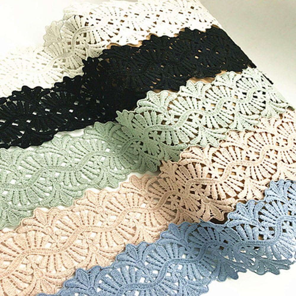 8.5CM Width Europe Arabesque Trims Pattern Inelastic Embroidery Trims,Curtain Tablecloth Slipcover Bridal DIY Clothing/Accessories.(4 Yards in one Package) (White)