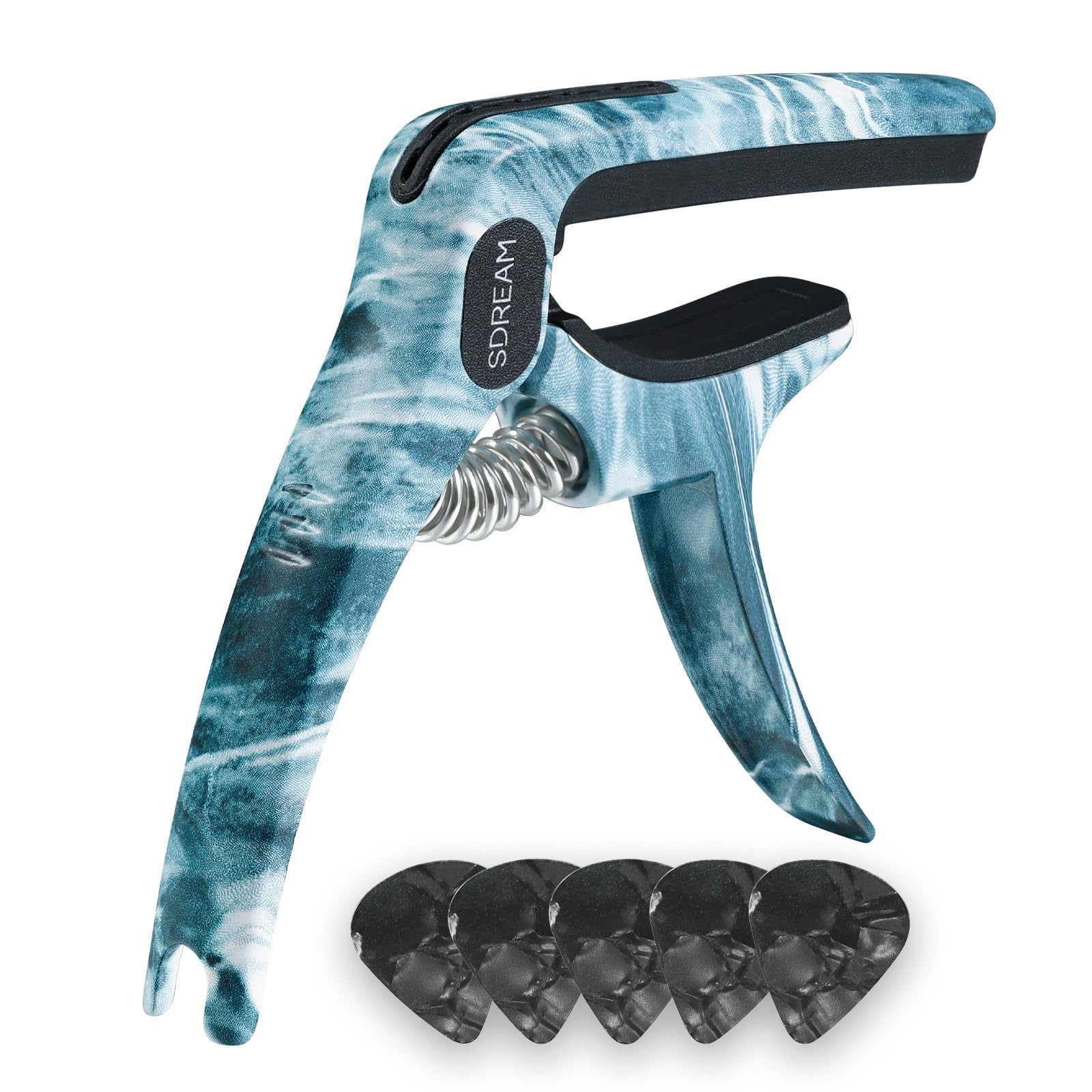 Cejilla para guitarra, acero inoxidable, color arcoíris, para guitarras eléctricas (océano)