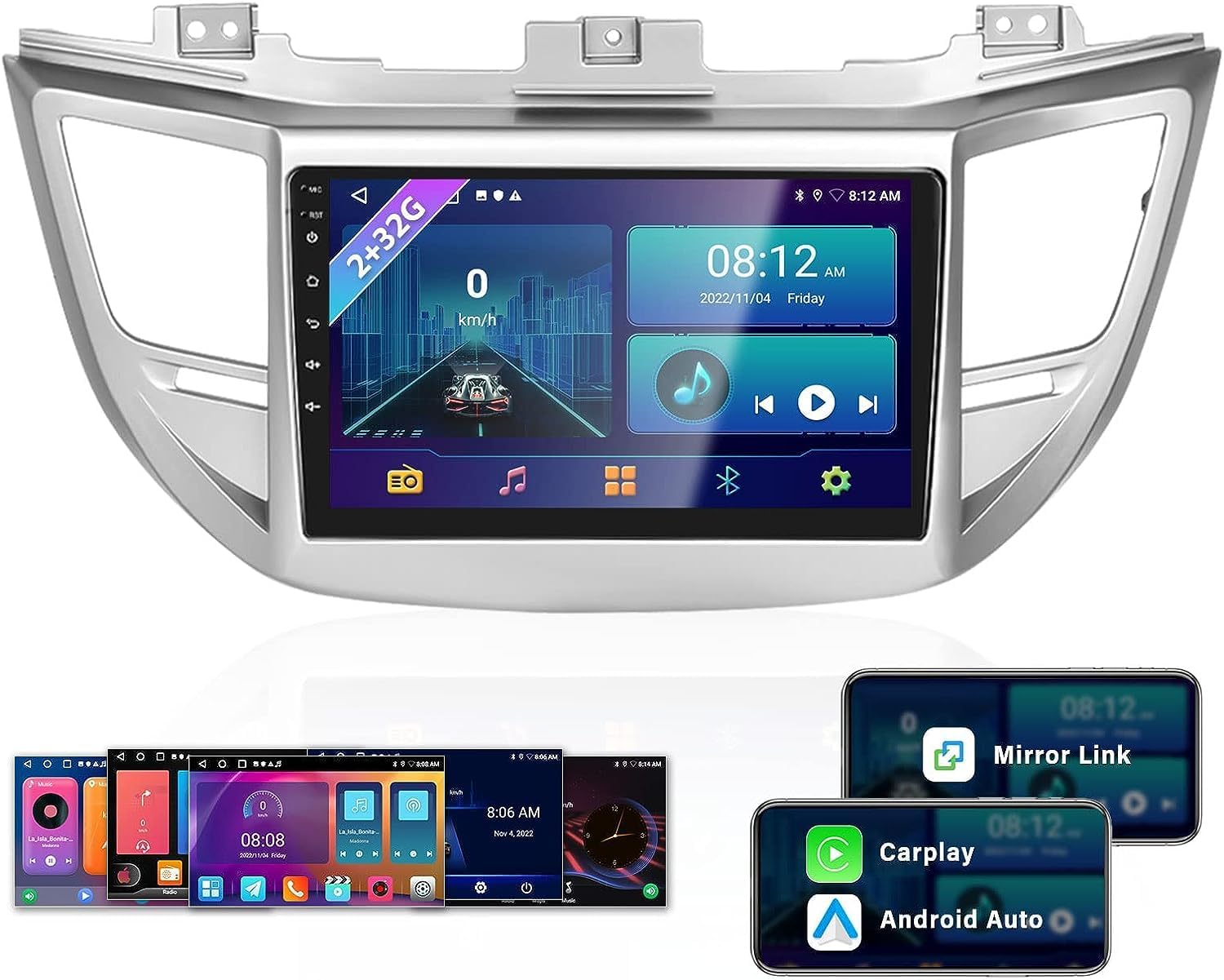 2+32G Android Car Stereo for Hyundai Tucson 20152019 with Apple