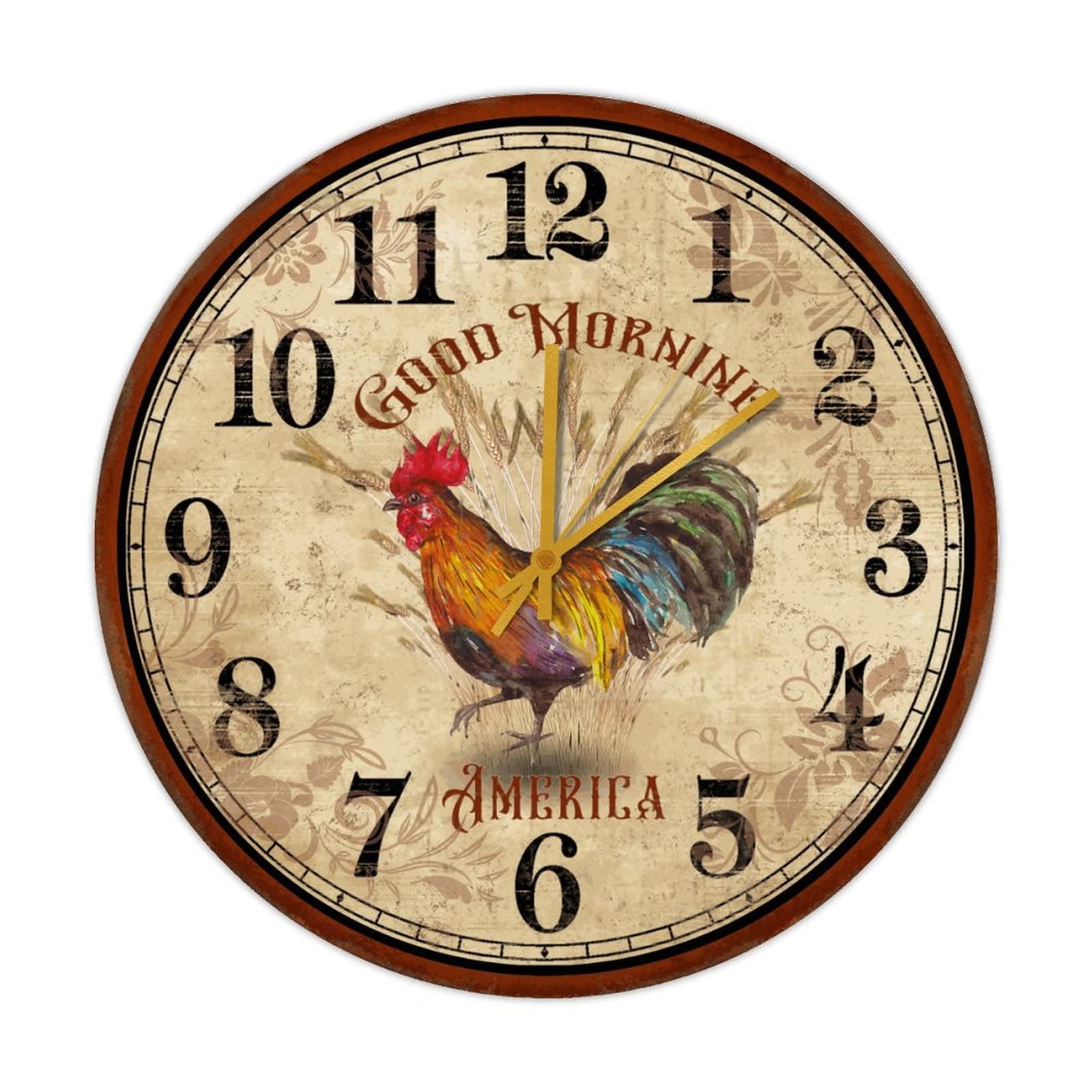 Horloge murale en bois coq silencieuse pour dormir sans bruit de tic-tac