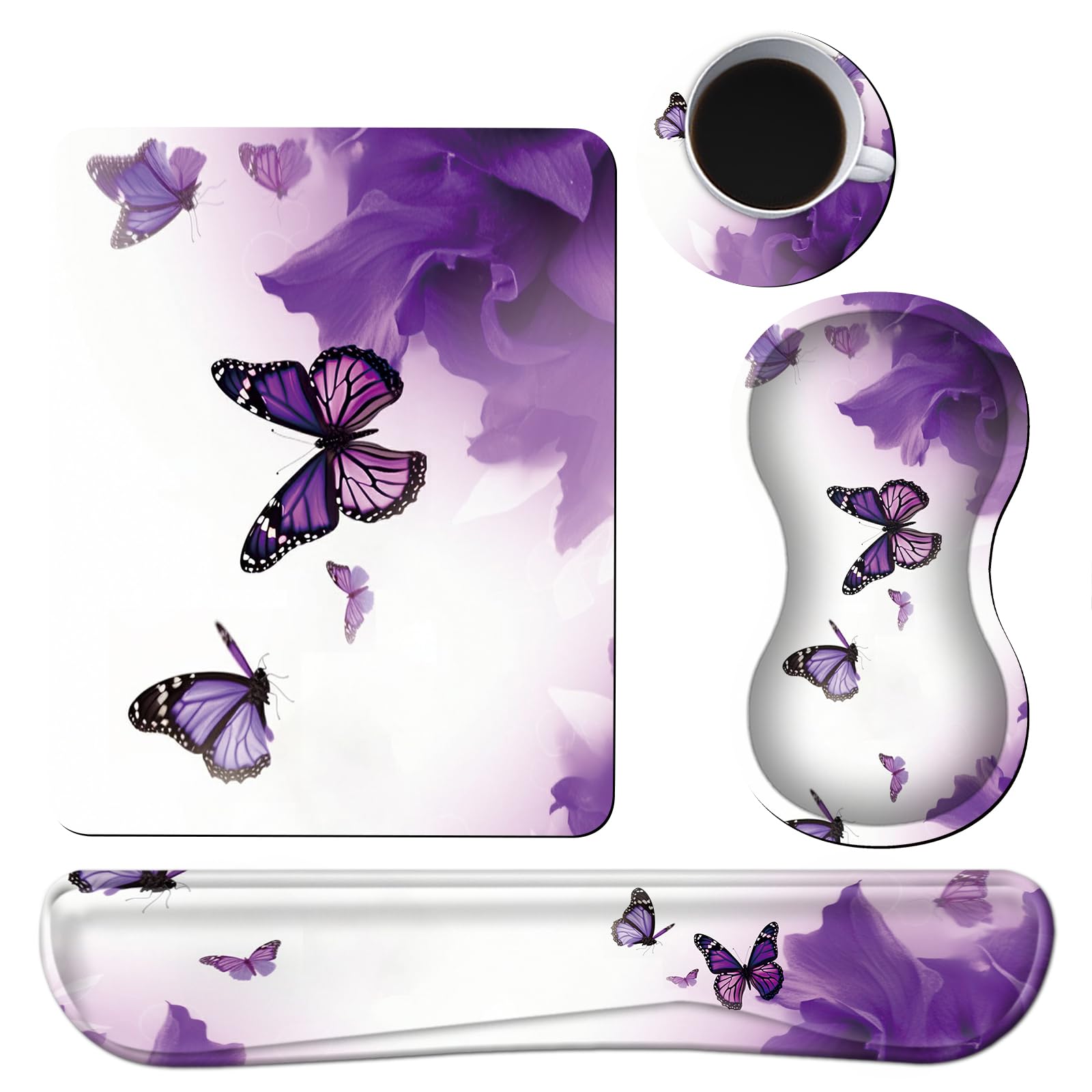 Keyboard Wrist Rest Set - Purple Ergonomic Support -1