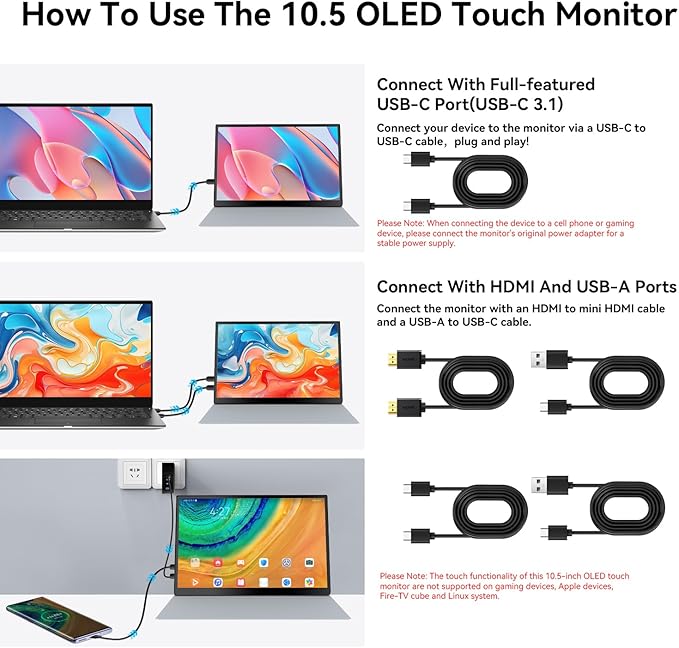 Monitor Portátil Táctil 10.5" OLED 2.5K 2560x1600, 100% NTSC miniatura 3