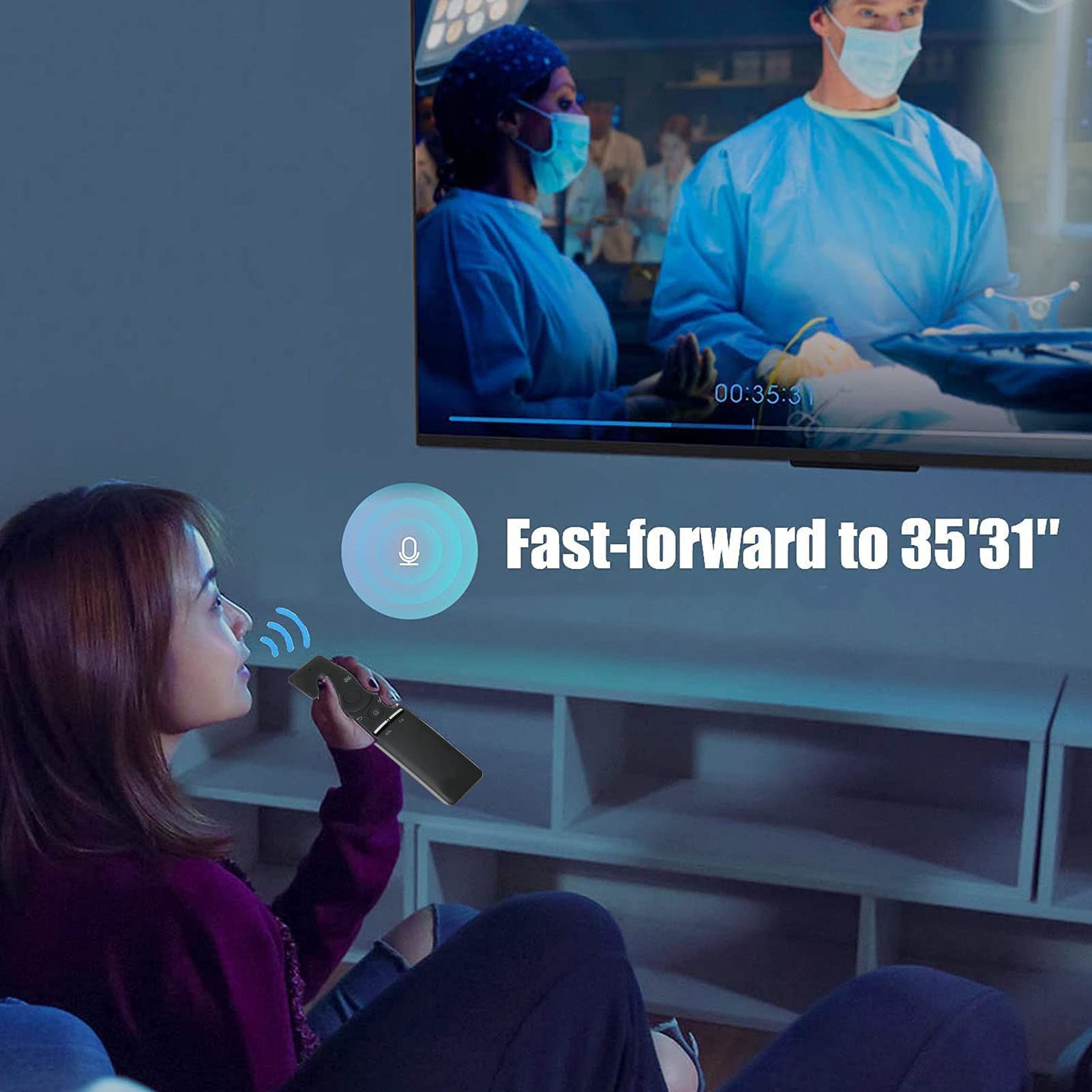 Telecomando TV Compatibile Universale Sostituisci per UN65KS9500FXZA UN65KS950DF UN65KS9800F con Comando Vocale BT, Facile da Accoppiare, Funzione Vocale, Comodo