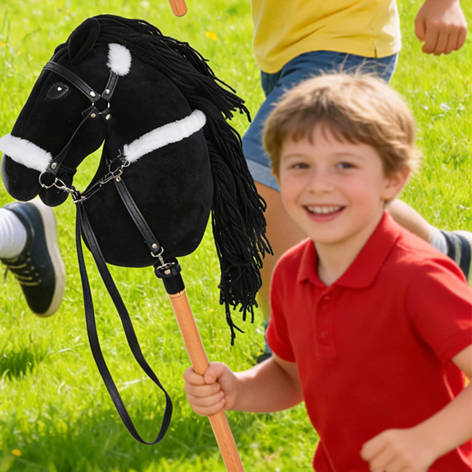 Sicher für Kinder, Plüsch-Pferdekopf-Requisiten, montiert auf Holzgriff, für Rollenspiele, einfach zu tragen und zu verwenden, Pferdekopfstock