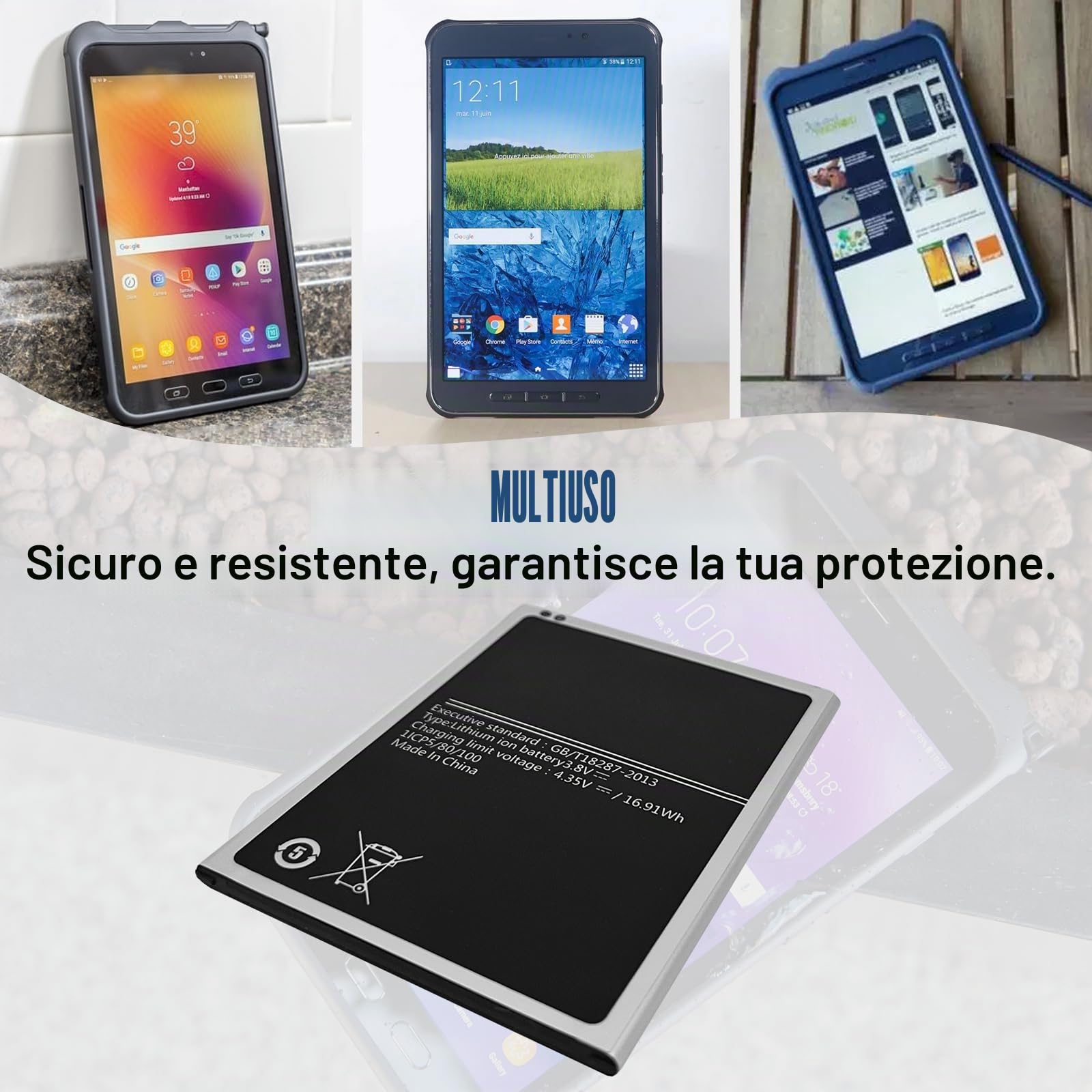 Batteria di ricambio per Samsung Galaxy Tab Active, Galaxy Tab Active 2, SM-T365F0, SM-T390, SM-T390N, SM-T395, SM-T395N, batteria di ricambio per Samsung EB-BT365BBU, GH43-04317A, ecc
