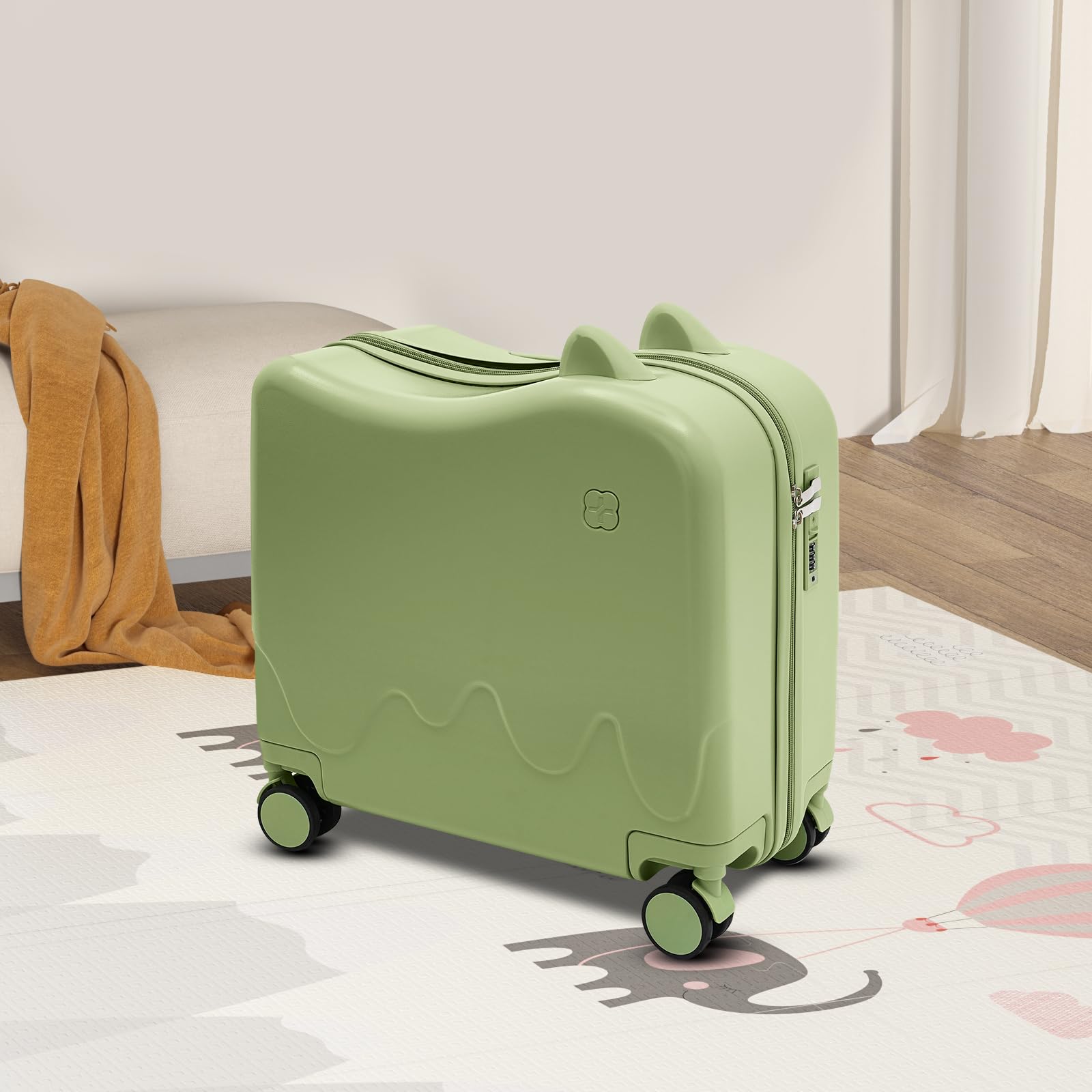 Valigia da viaggio per bambini con chiusura lampo, capacità 37 l, per bambini dai 3 anni in su, per viaggi brevi, escursioni, scuola, verde oliva