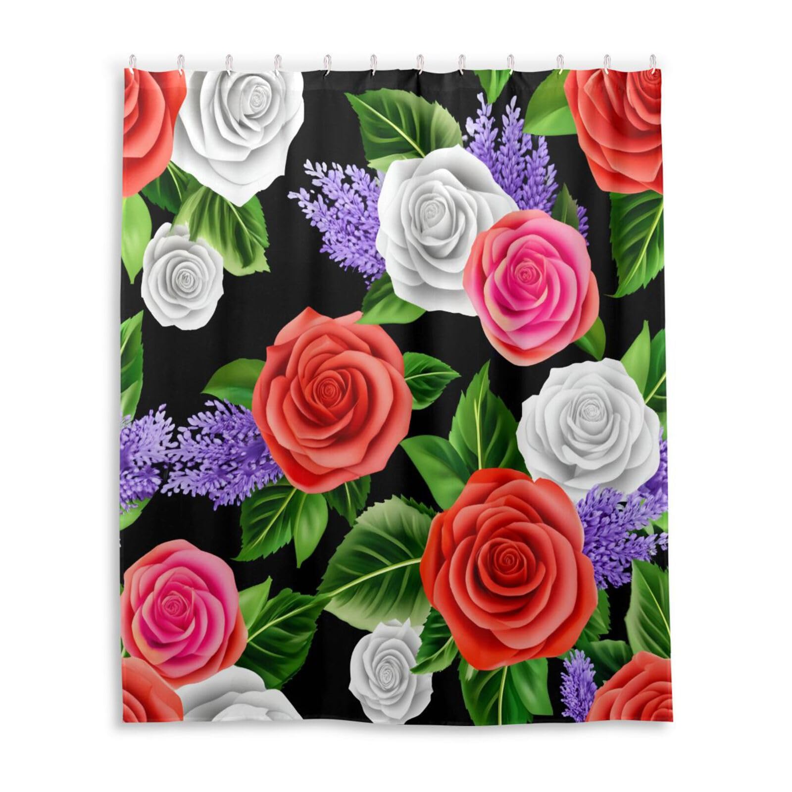DUOBU Vibrant Flowers Shower Curtain Washable Waterproof Fabric Bath Curtain 60x72Inch Shower Curtains with Hooks for Bathroom Decor