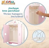 ColorBaby WOOMAX Fa Babaruha Szekrény 3 Akasztóval - Babaházhoz Való Bútor Gyerekeknek 3 Éves Kortól - Fejlesztő Játék 3