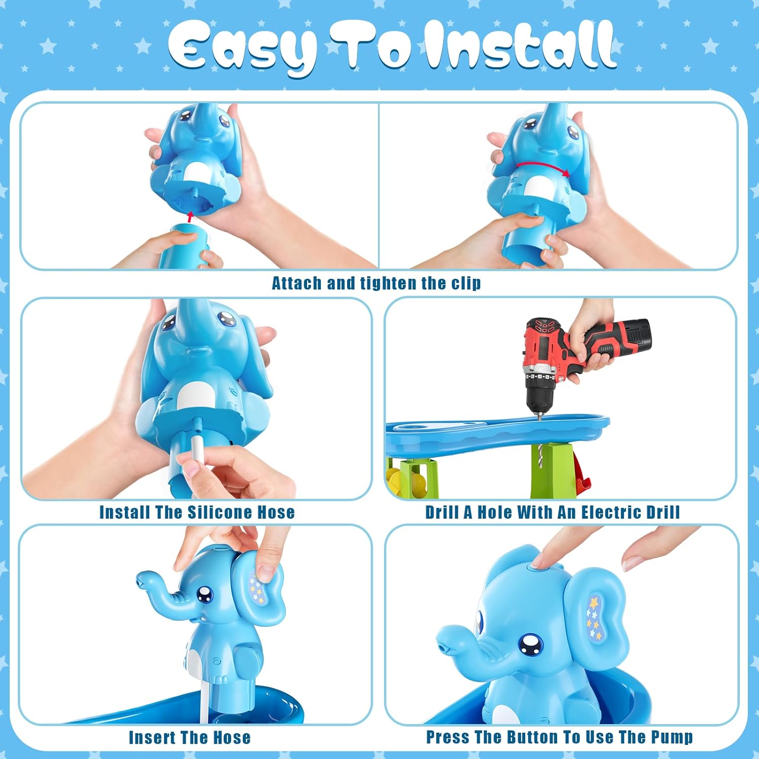 Water Table Pump Continuous Flow, Rechargeable Cordless Pump for Water Table, Portable Water Table Accessories Summer Outdoor Outside Backyard Fun Toys Gifts for Toddlers Kids, Blue