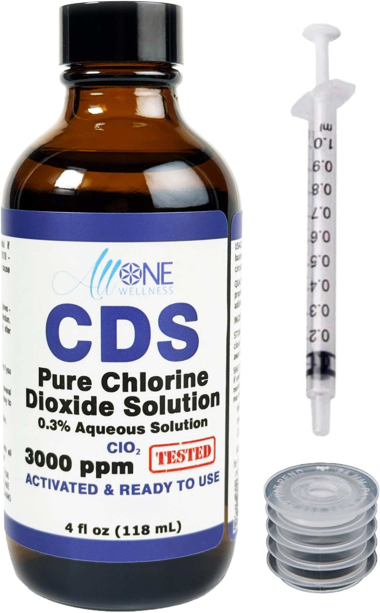 Chlorine Dioxide Pure CDS 3000 PPM ClO2 Glass Water Droplets CDS 125ml 4.2oz