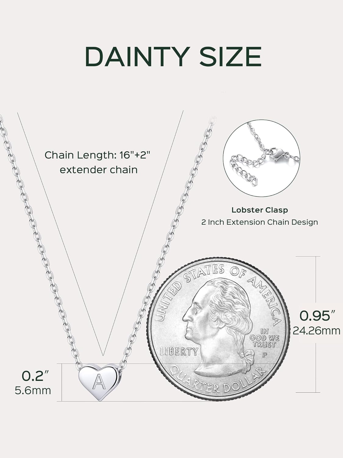 ChicSilver 925 Sterling Silver Heart Initial Necklaces for Women -Dainty Personalized Heart Pendant Letter Alphabet Necklace for Women