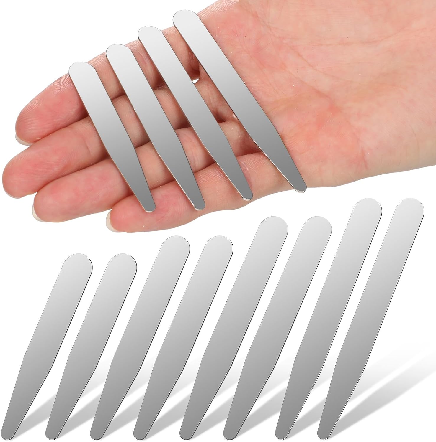 SOLUSTRE 36pcs Stainless Steel Shirt Collar Stays for Men and Women Dress Shirts with Support Inserts and Collar Protectors in Box, Four Sizes 76mm 70mm 63.5mm 56mm