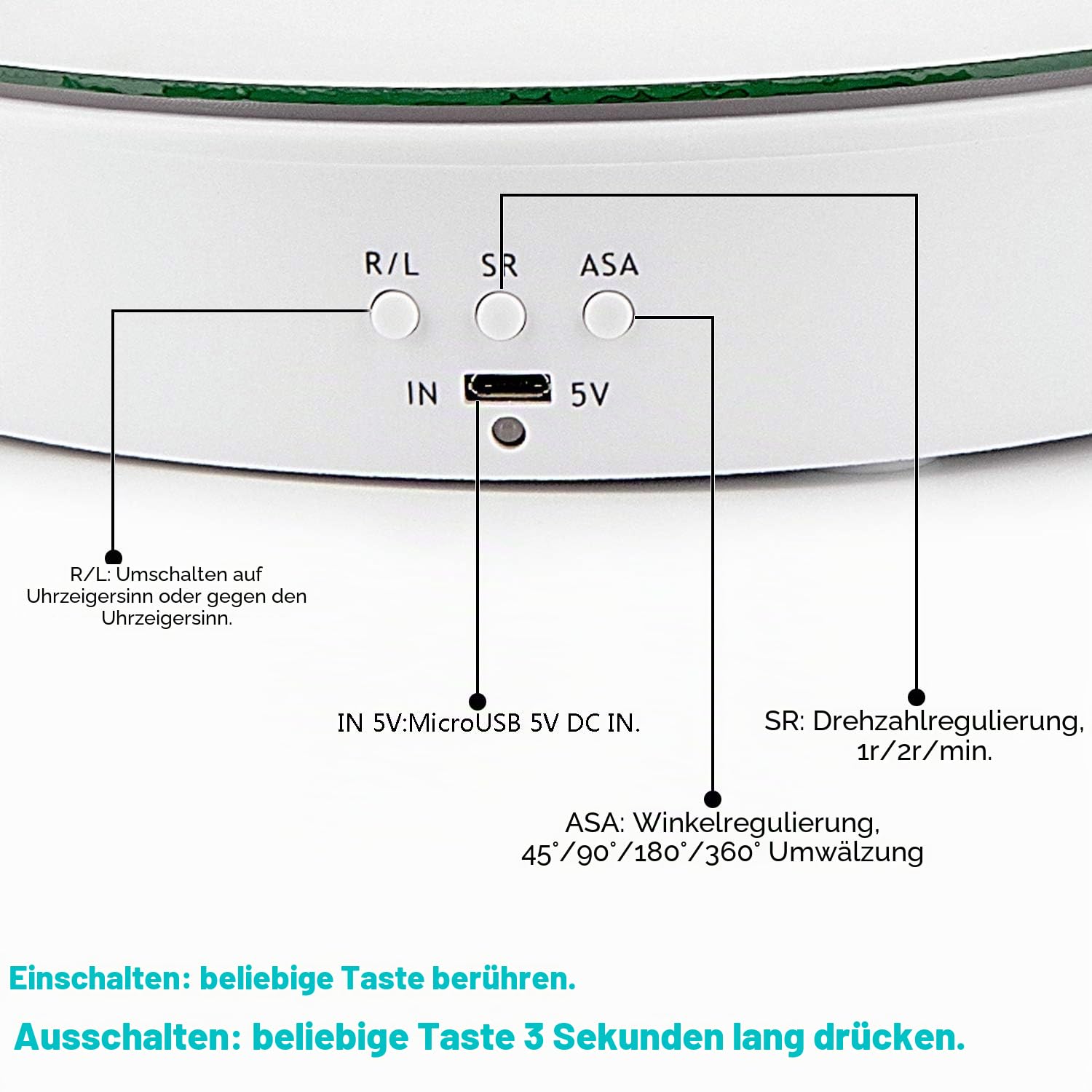 Leadleds Elektrisch Drehteller Display-Ständer, 7,7 Zoll 360° drehbarer Display-Ständer für Produkt-Display (weiß)