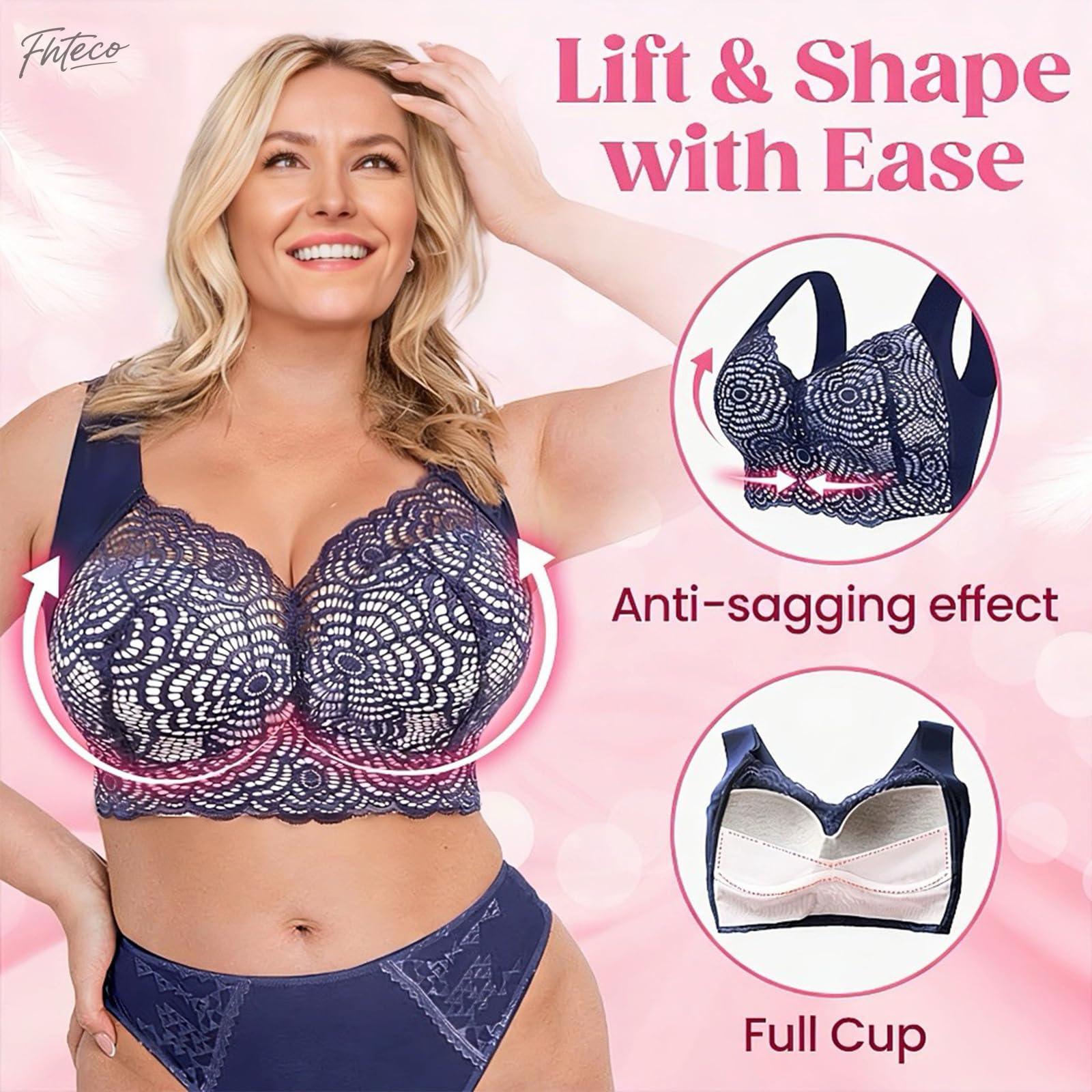 Reggiseni da donna taglie forti traspiranti senza fili reggiseni in pizzo leggermente foderato reggiseno t-shirt per sport quotidiani senza ferretto reggiseni