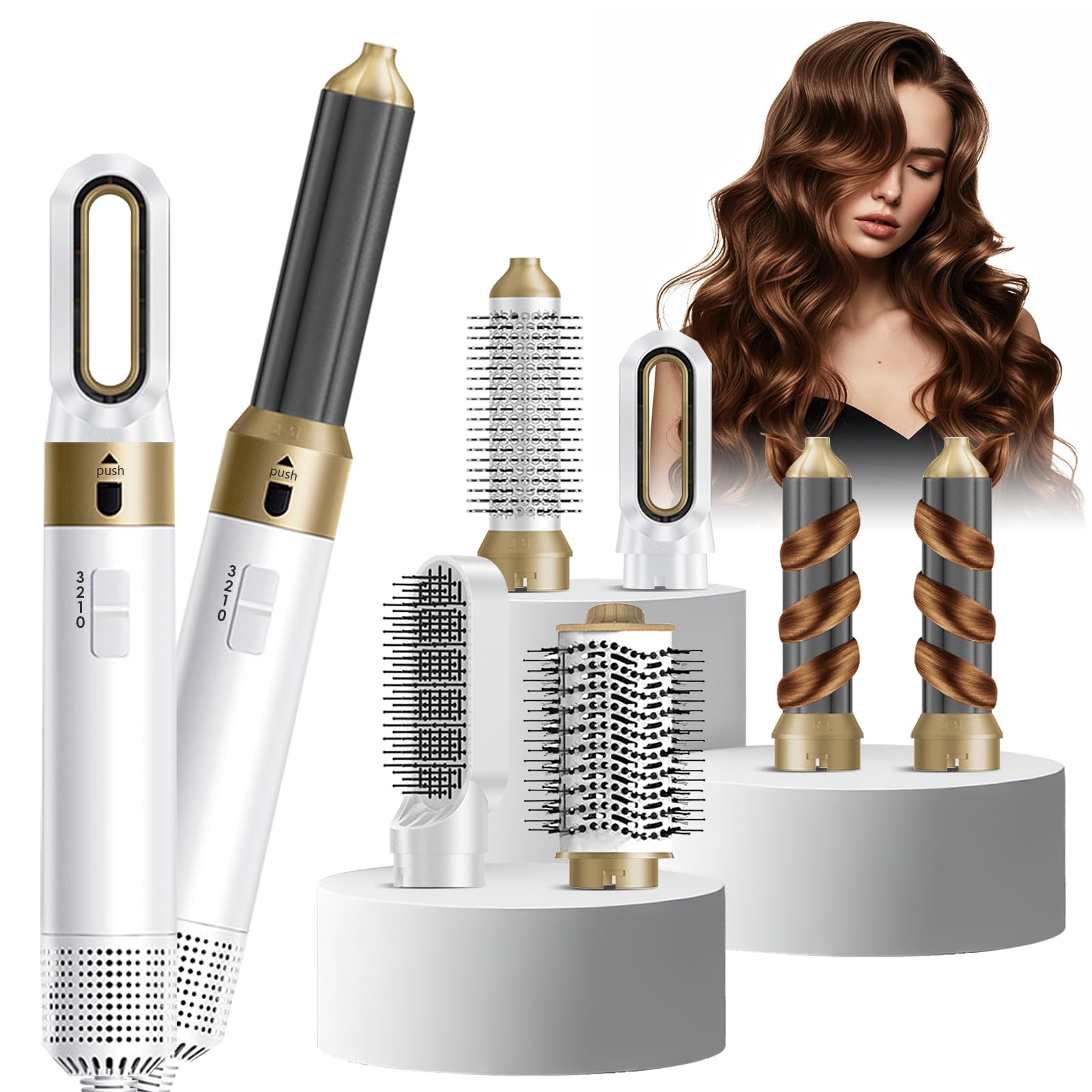 Spazzola Ad Aria Calda 6 in 1, 1-Step Styler, Asciugacapelli rotante con tecnologia ceramica, Tecnologia a Ioni, 1000 W, multiuso per asciugare, arricciare e lisciare (Bianco)
