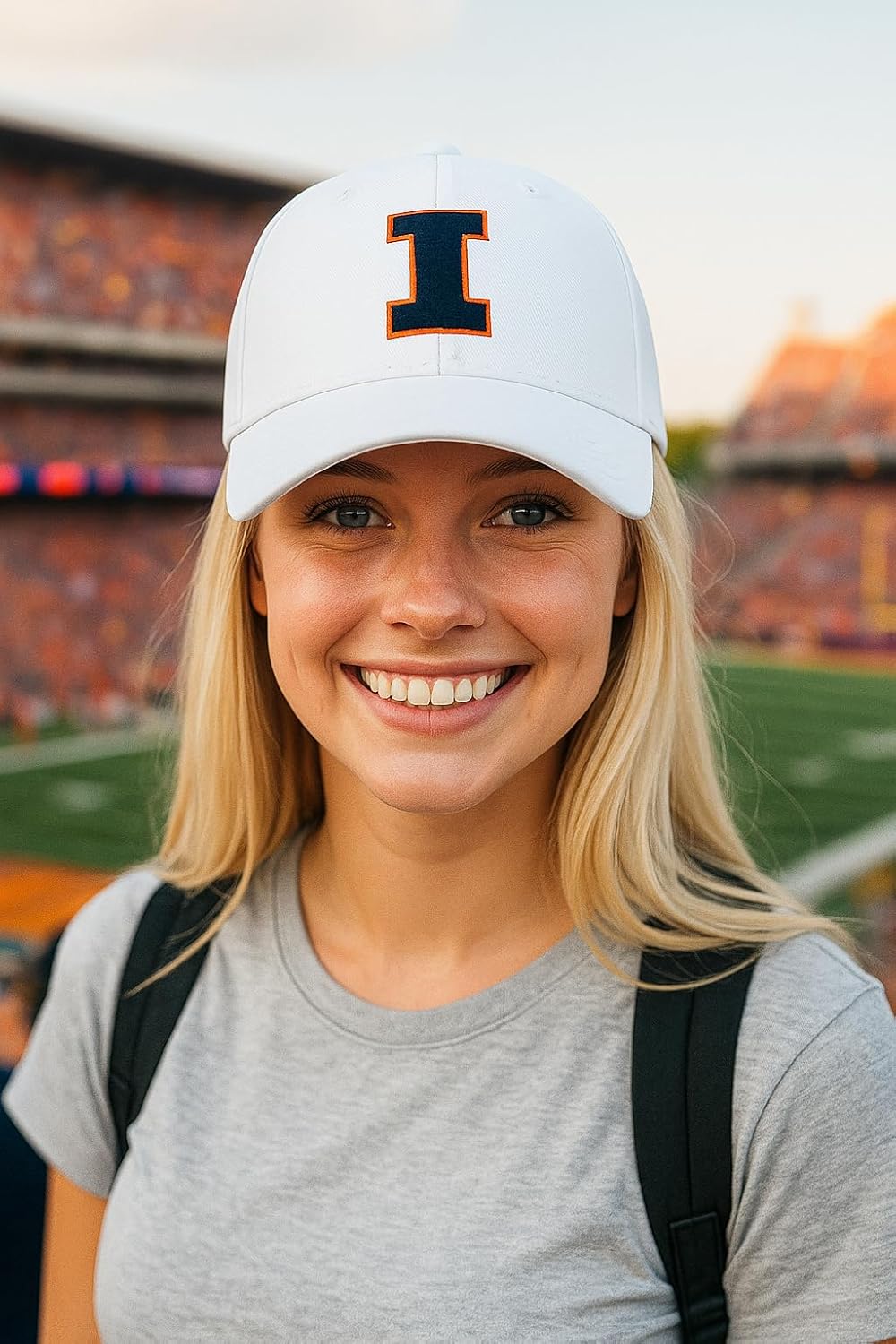 Officially Licensed University Illinois Illini White MVP Hat Classic Primary Team Logo Adjustable Embroidered Blue/Orange Baseball Sports Cap