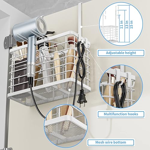 Miniatura 5 de OVICAR Soporte para secador de pelo, organizador de herramientas de pelo 3 en 1, soporte para secadora de pelo, soporte para secadora de pelo,