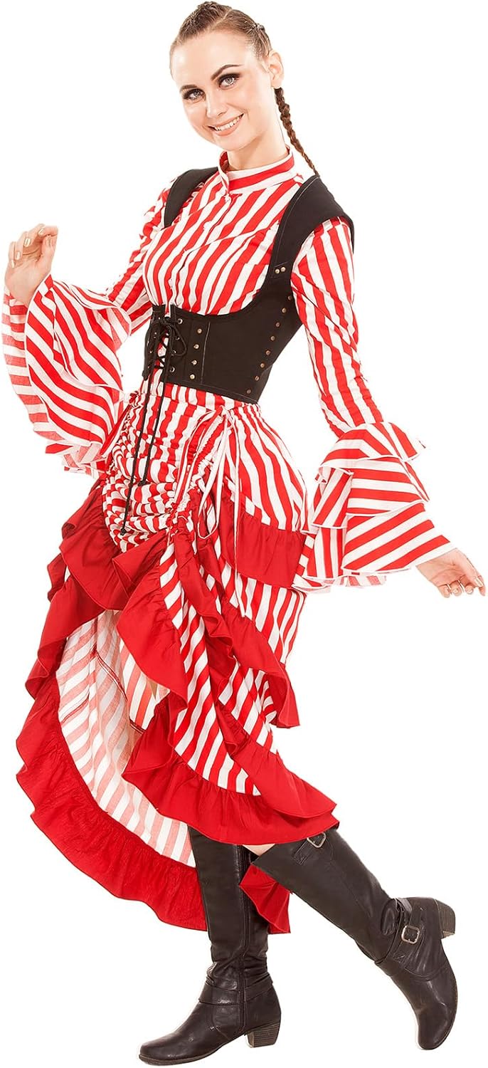 ThePirateDressing Steampunk Victorian Cosplay Costume Womens High-Low Show Girl Skirt - Image 5