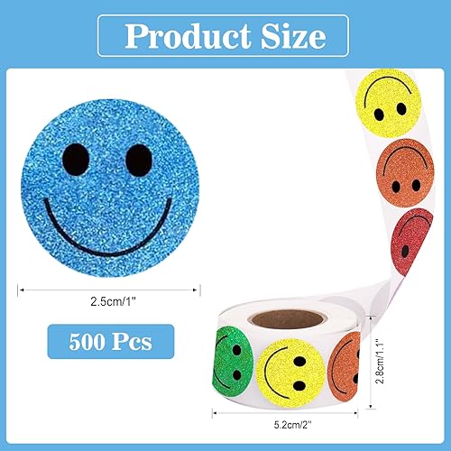 Miniatura 9 de Anwyll Calcomanías de estrella, calcomanías de estrella de cara sonriente para recompensas infantiles, 500 calcomanías de estrella brillantes de 1