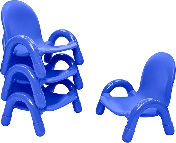 Children’s Factory Baseline 5" Child Chair, Royal Blue, 4 Pack, Stackable Ergonomic Seating Solution for Classrooms and Homeschools