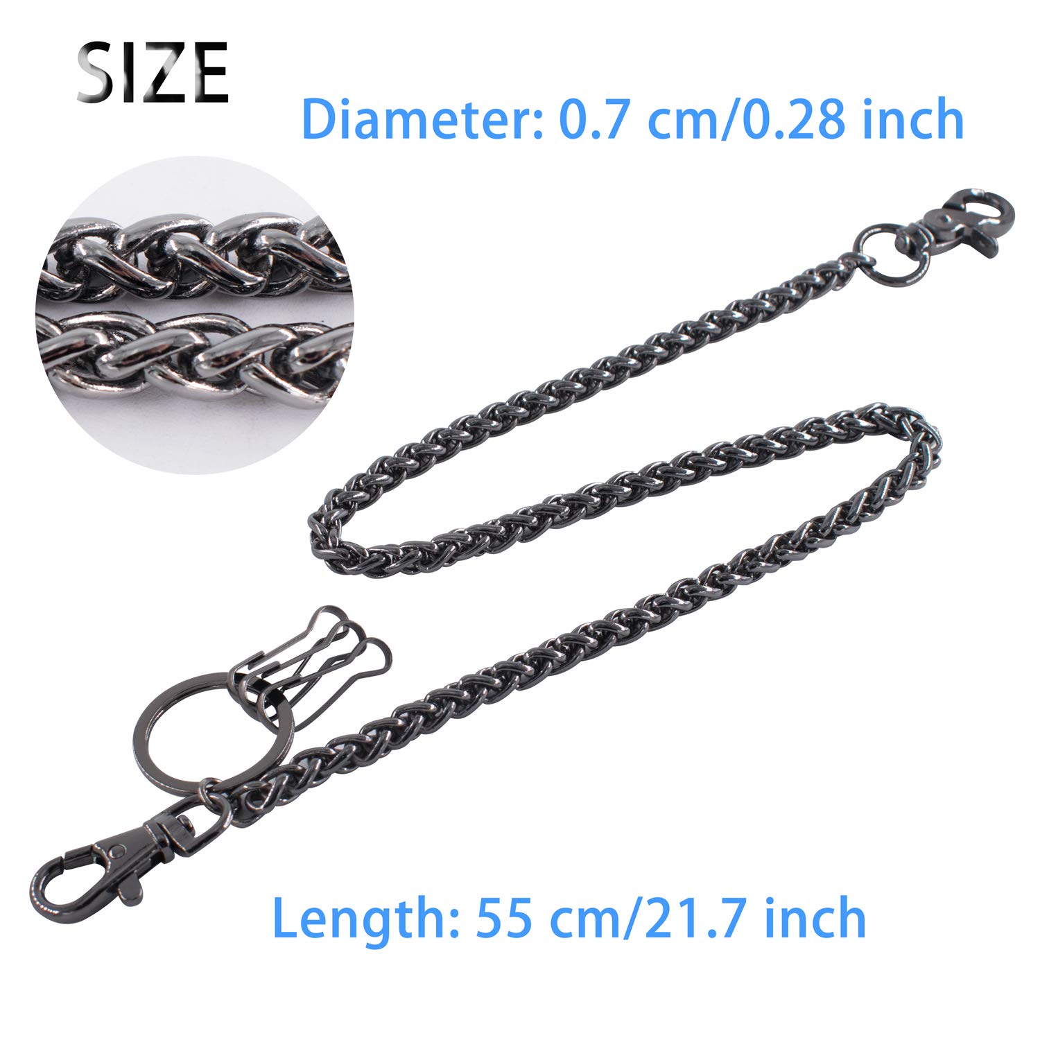 Catena Portafoglio In Acciaio Inox 47 Cm Per Uomo E Donna – Stile Punk Gotico Con Doppio Moschettone