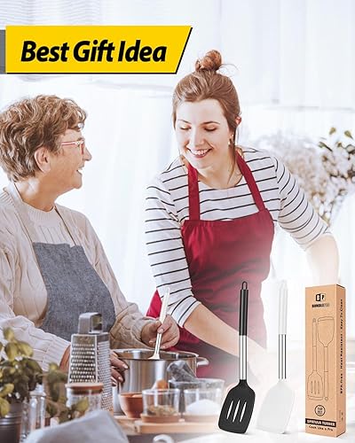 Miniatura 7 de Juego de 2 espátulas de cocina de silicona, antiadherentes, con ranuras - utensilios de cocina sin BPA resistentes a altas temperaturas, ideales