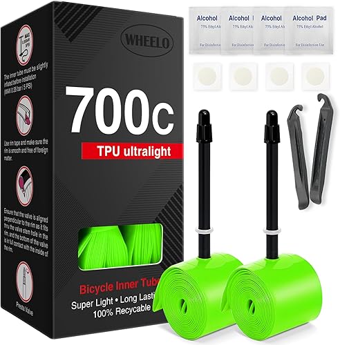 Tubo interior de bicicleta TPU 700C × 18-32C tubo ligero para bicicleta de carretera con válvulas Presta de 1.772 in2.559 in3.346 in (incluye kit de