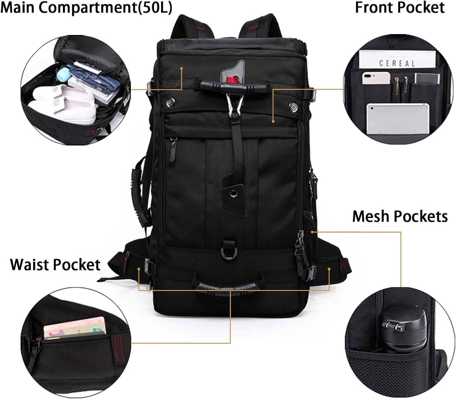 BOIWRCA Mochila de viaje, mochila antirrobo con cerradura de