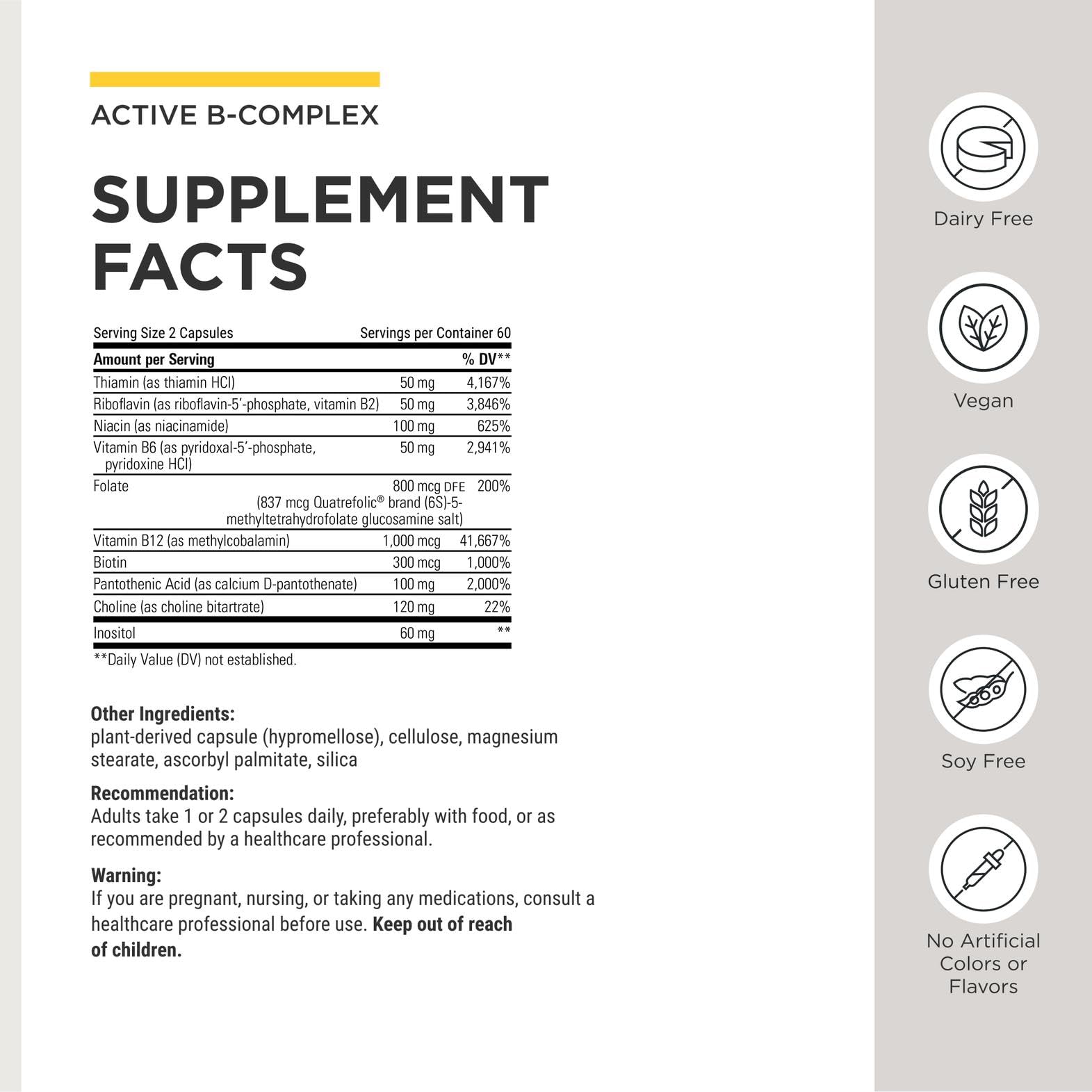 Integrative Therapeutics Active B-Complex with Methylfolate, 120 Count — Amazon image 3