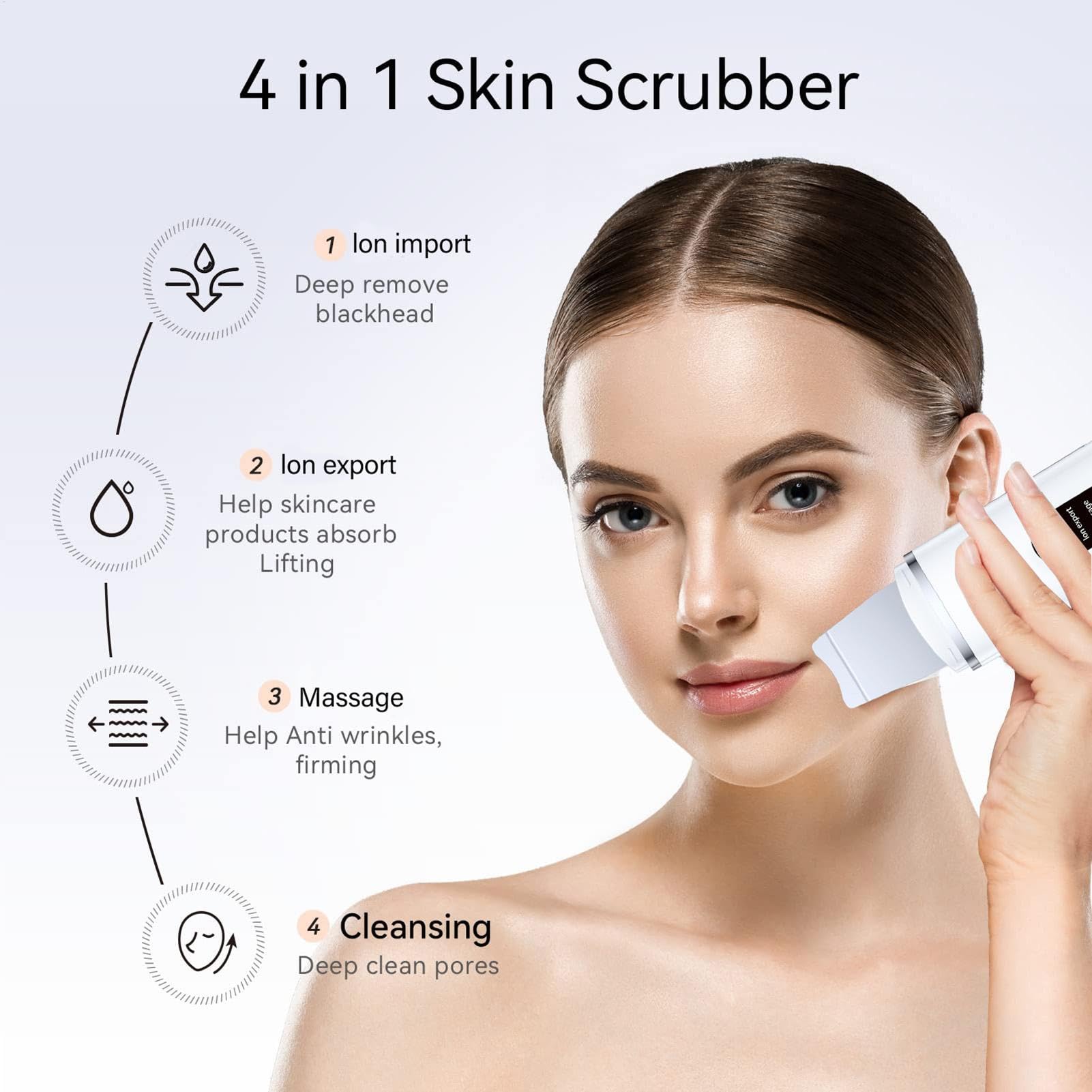 Épurateur de peau ultrasonique, épurateur pores - Spatule de peau ultrasonique portable | de pores faciaux, instrument de beauté, dissolvant de point noir, outil de nettoyant de pores pour re