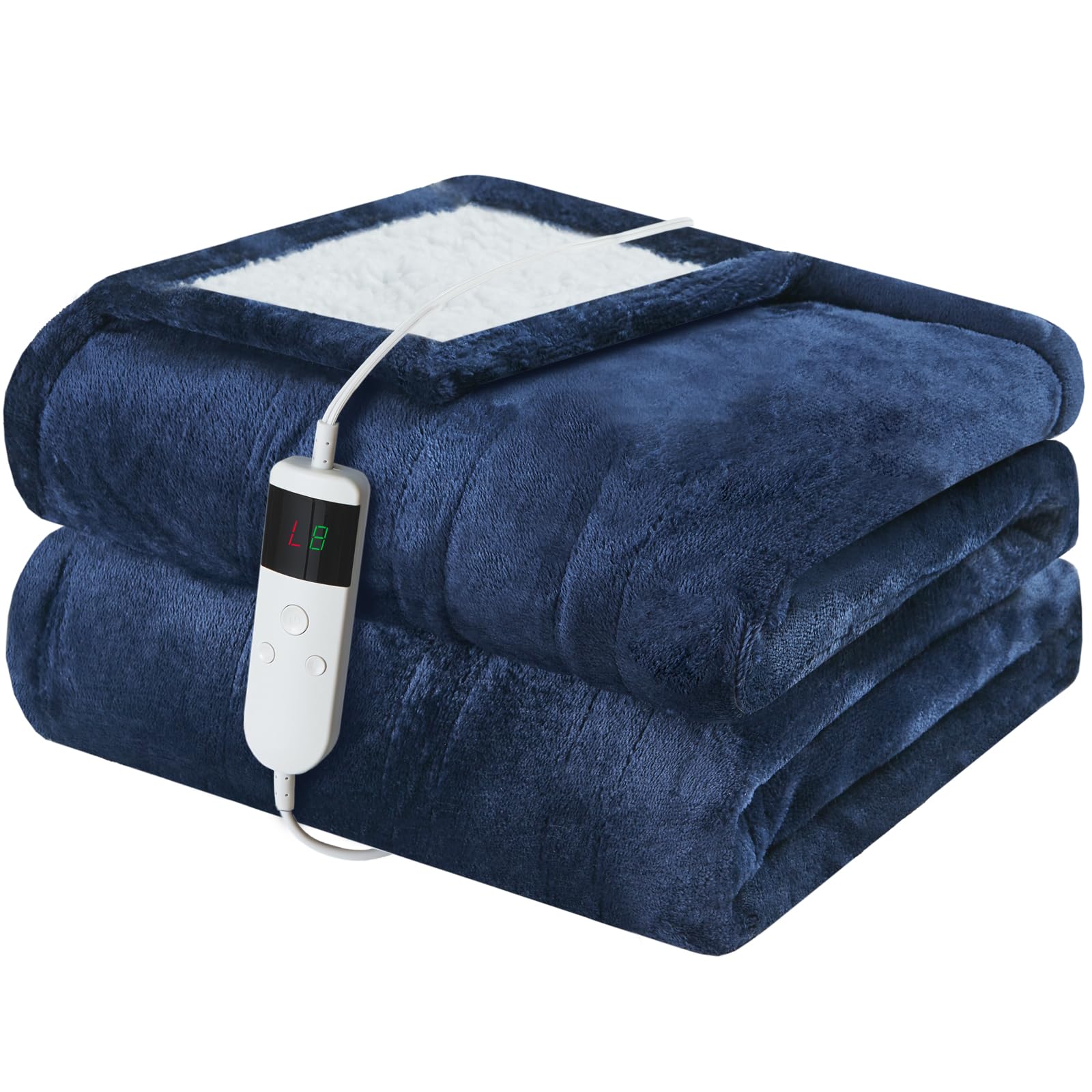 Heated Electric Blanket 130x160cm Machine Washable Fleece & Sherpa Heated Blanket, Digital...