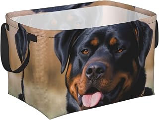 Rectangular Storage Basket With Handles Storage Box Bins Shelf Basket | Waterproof Foldable Storage Cubes Rottweiler Dog Kids Baskets For Bedroom Laundry Room Home Decor Gift Basket