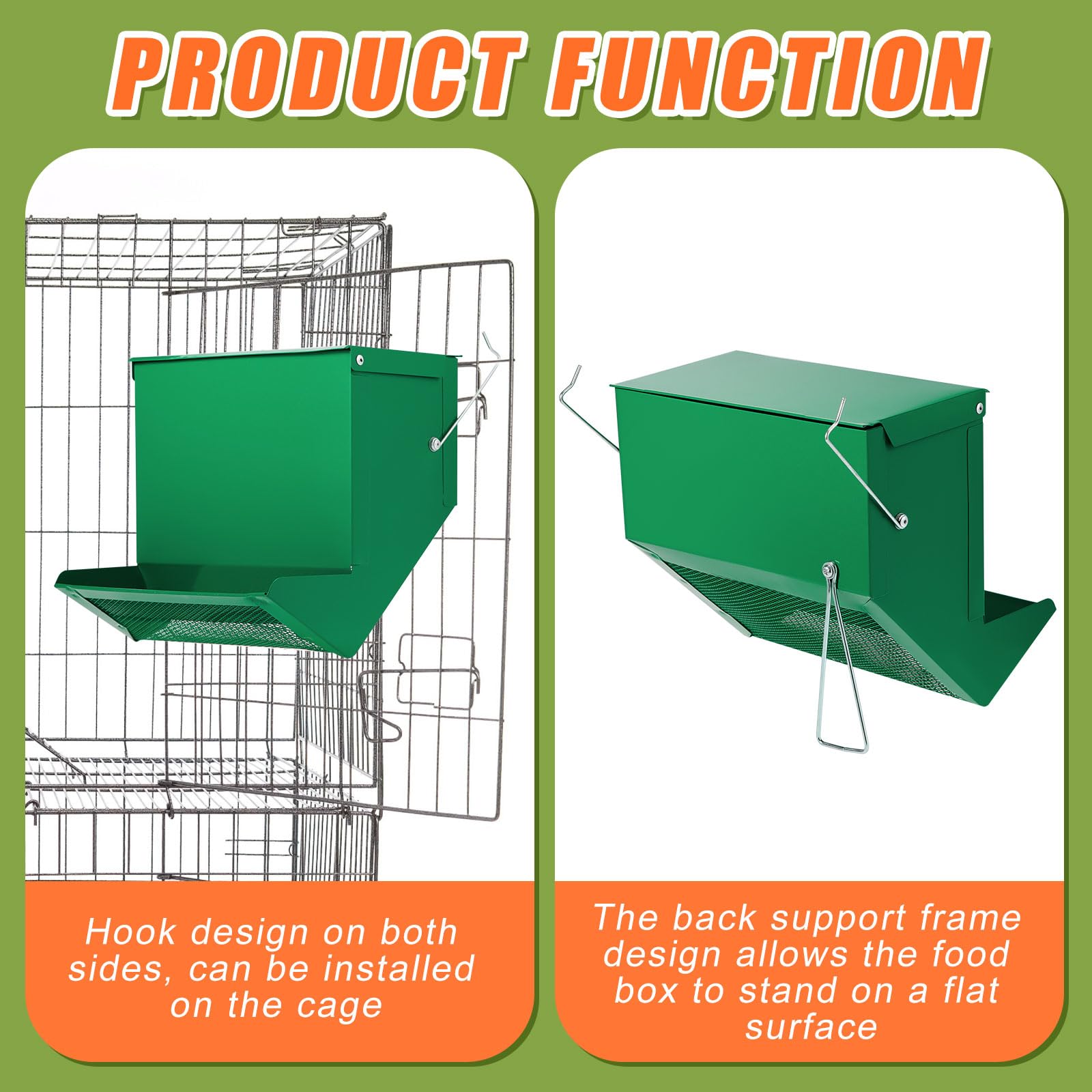 Maxcheck 4 Pcs Rabbit Feeder for Cages Small Animal Food Dispenser with Lid Metal Rabbit Feeders Outside for Guinea Pig(7.7 Inches,Green) - image 4