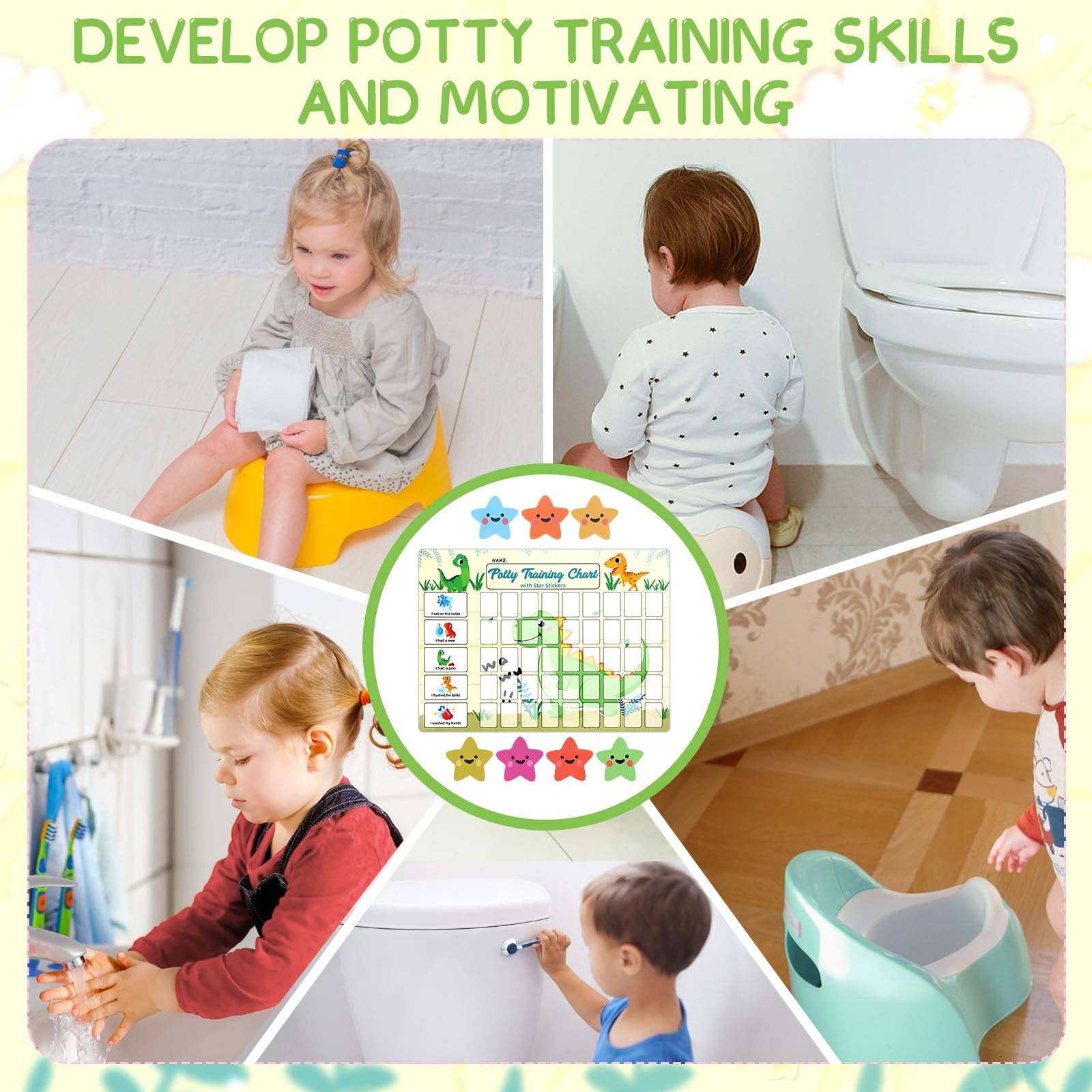 khlerox Potty Training Chart for Toddlers with 63 Reusable Magnetic Star Stickers - Image 4