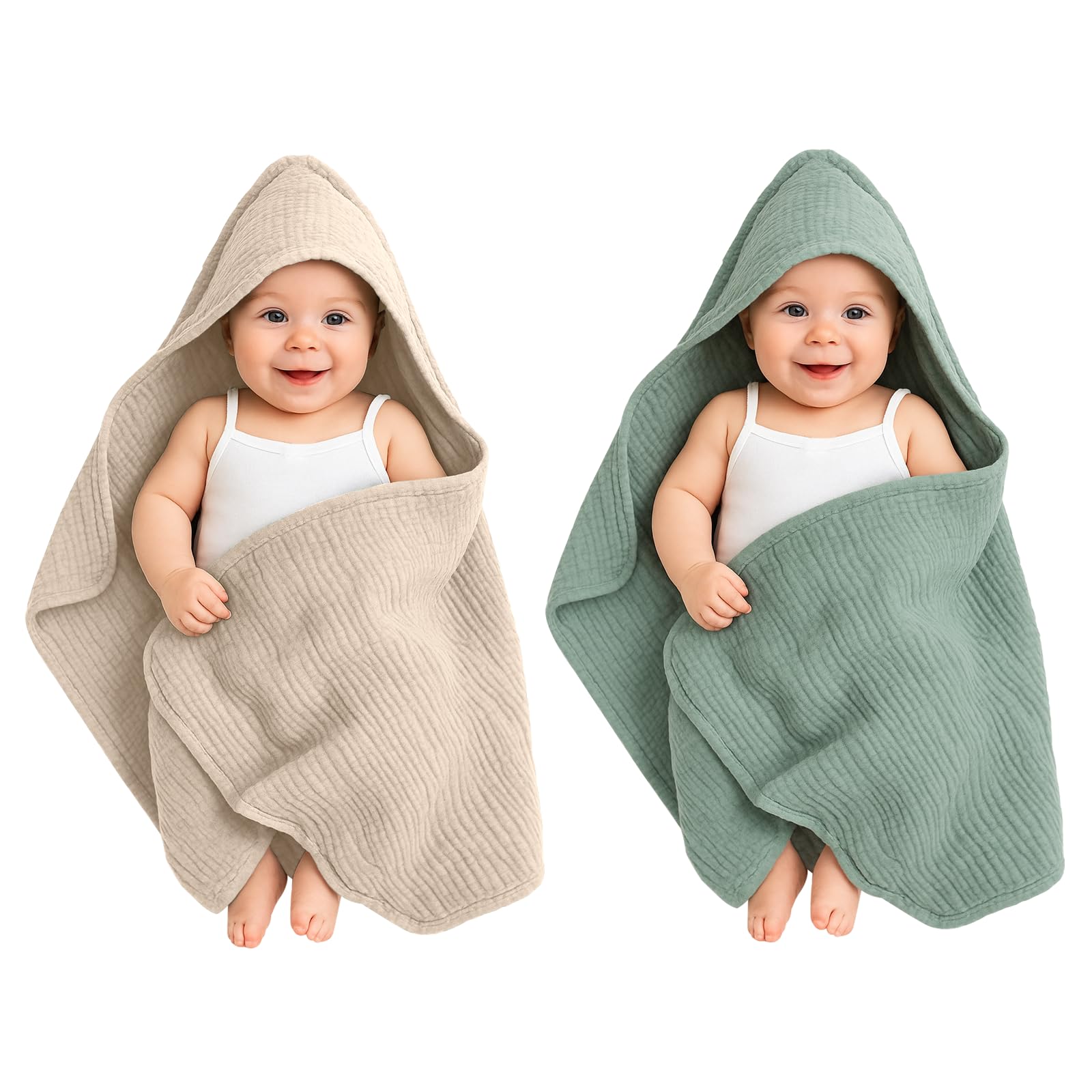 2pcs Serviette à Capuche pour Bébé 80 × 80 cm Drap Serviette de Bain Capuche Bébé Super Absorbante Coton Doux Peignoir Cape de Bain Nouveau-né,Naissance,Enfant pour Piscine ou Plage