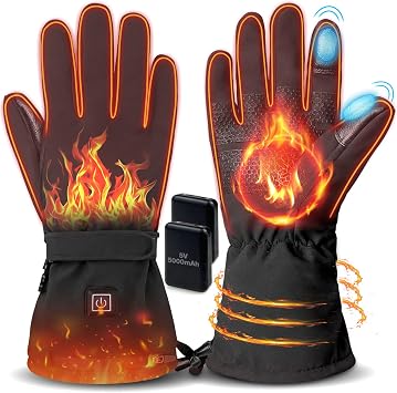 Heated Gloves for Men Women Heated Gloves Rechargeable with 3 Levels Temperature Control Heating Glove Women Men Suitable for Arthritis Raynauds Alleviate Cycling Skiing Black, L