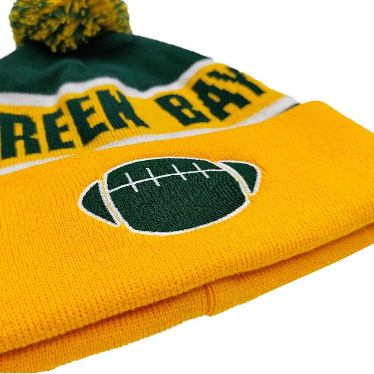 City Beanie Knit Hat with Pom Winter Cuffed Cap Sport Fans Gift for Men Women - Image 3