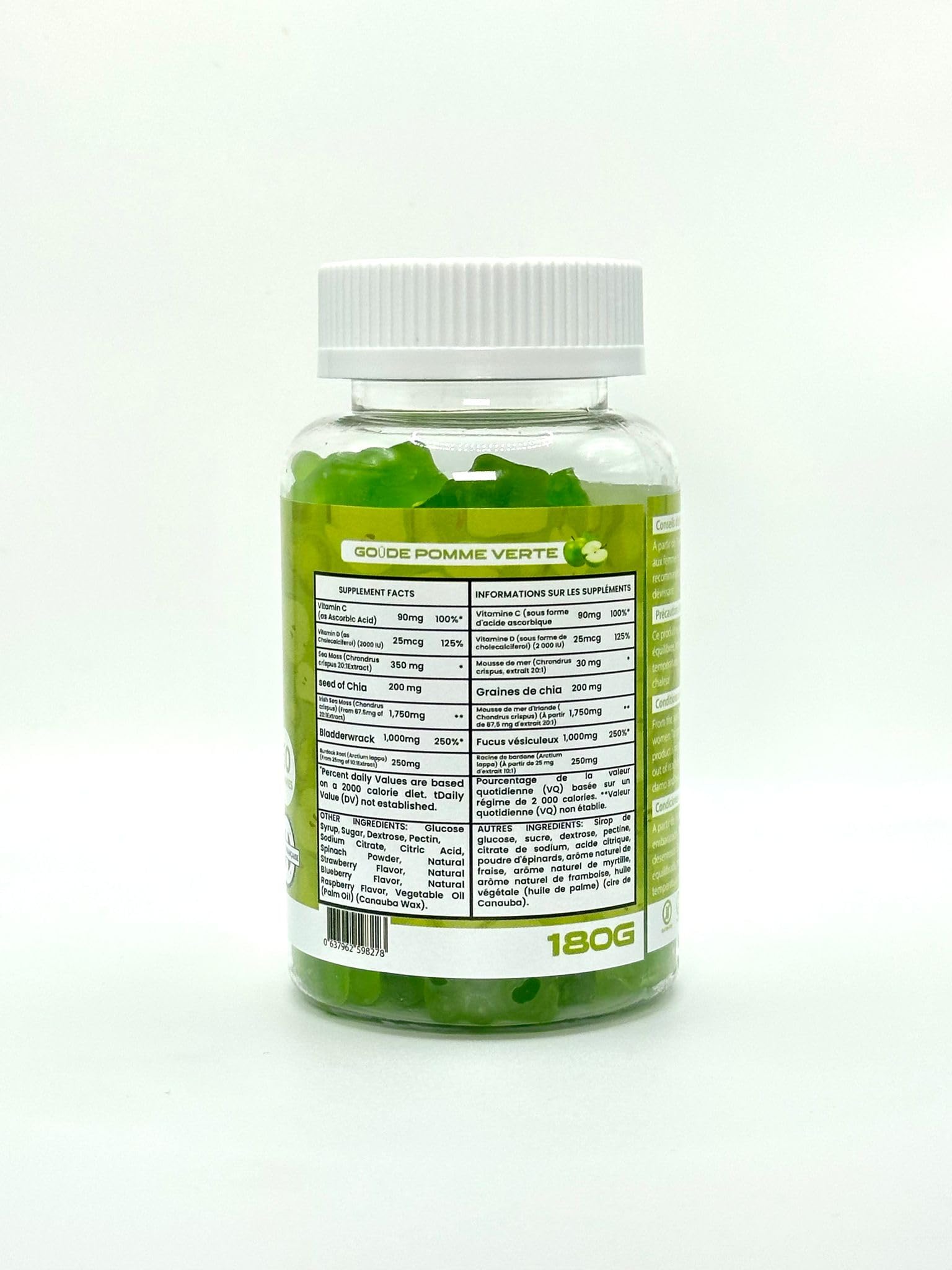 Graine de chia, Gummies Chia Minceur & Perte de Poids et de Tour de taille, Source de protéines, fibres et OMEGA 3, Complément alimentaire, Sans Sucre, 60 gummies, Goût Pomme