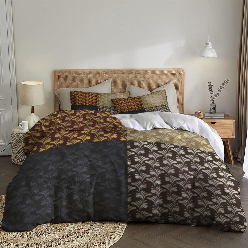 NIBAINLO 布団カバー様々な色のエレガントな花柄のセット 肌に優しい ピーチスキン加工 掛け布団カバー 和式 洋式 あったか 布団カバーセット リバーシブル ホームステイ ホテル 家庭兼用