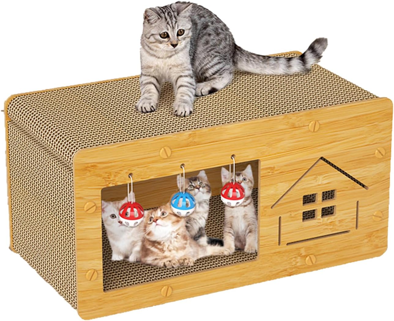 Whimsicalfox Cardboard Cat House, Cat Scratcher Cardboard