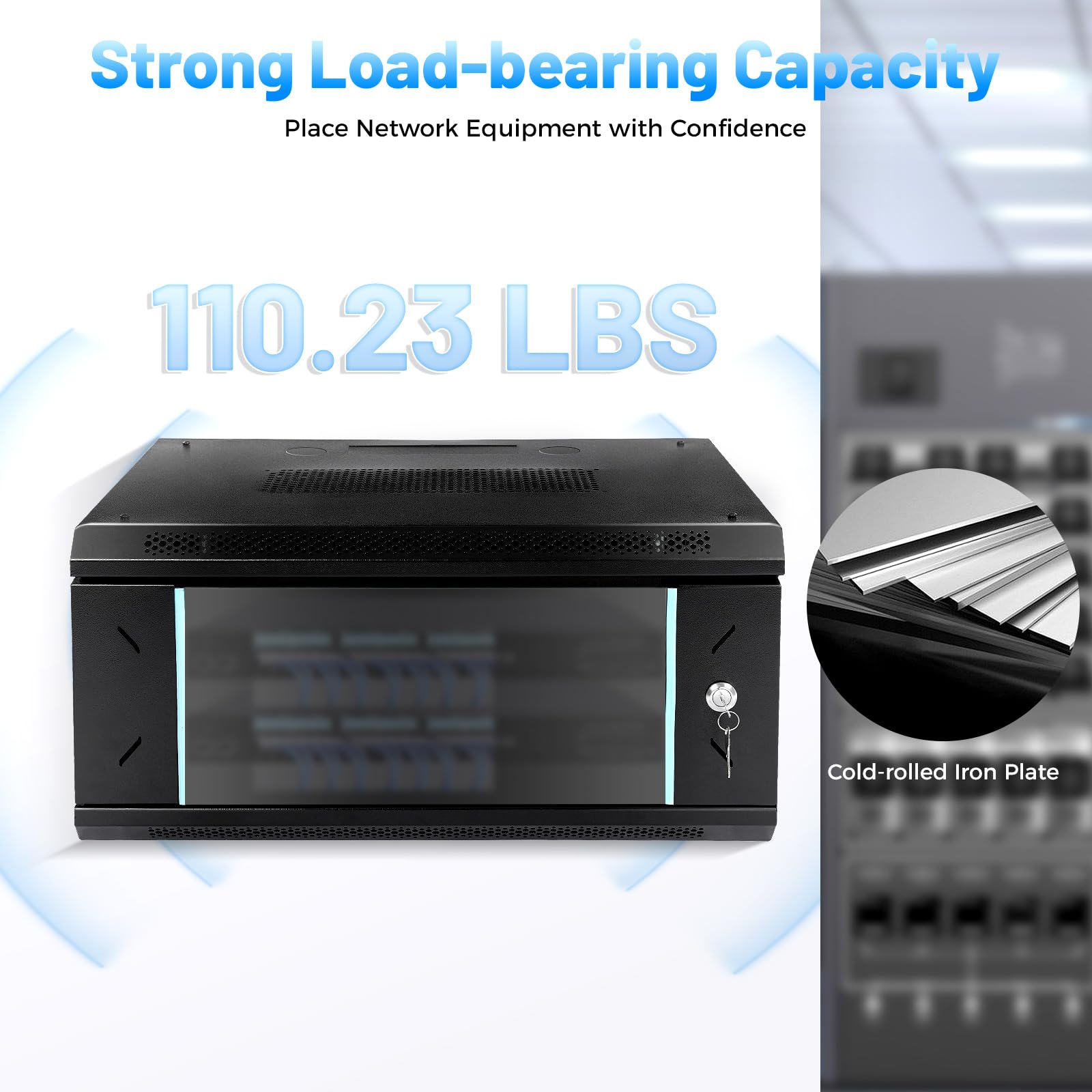 4U Wall Mount Server Cabinet, Network Rack,Server Cabinet with Lockable Door and Side Panels for Offices Data Centers Factories IT Equipment, A/V Devices (23.62